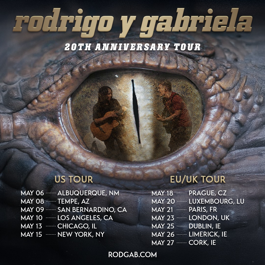 Rodrigo y Gabriela 20th Anniversary Tour Poster 2026–2027